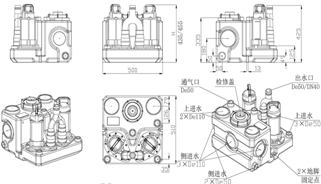Exlift50D外置贵州污水提升器结构图